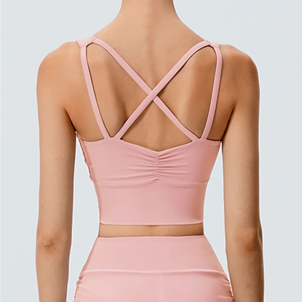 Berlook Activewear Pink Criss-Cross Strappy Sports Bra